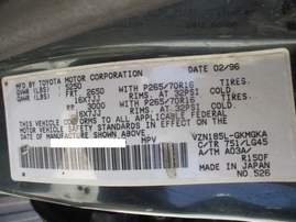 1996 TOYOTA 4RUNNER SR5 GREEN 3.4L MT 4WD Z16355